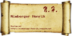 Nimberger Henrik névjegykártya